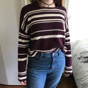 SOLD - Maroon & White Striped Sweater